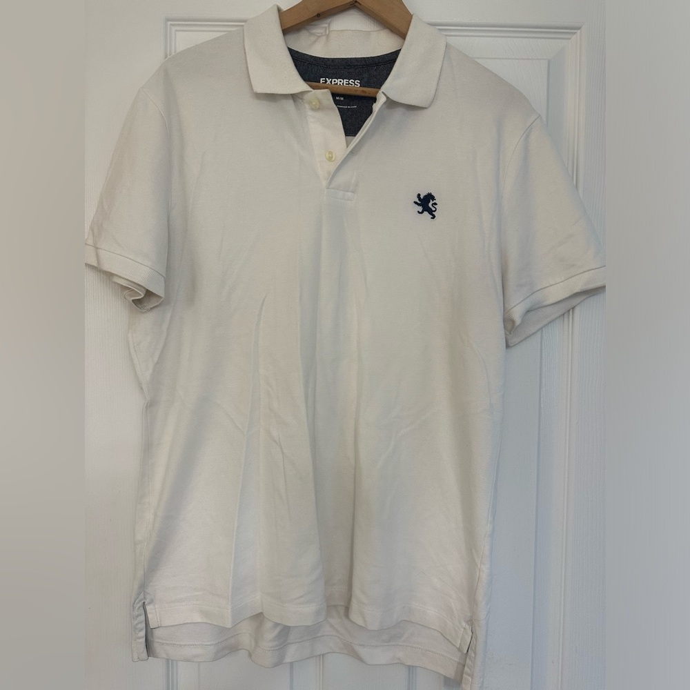 Express White polo in size M with logo